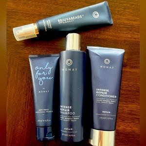 MONAT Intense Repair Shampoo & Conditioner, Split End Mender, Smoothing primer.